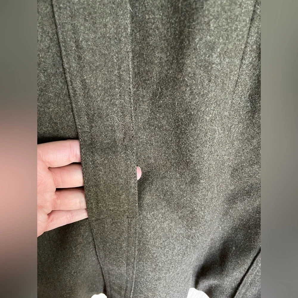 Vintage J. Crew LODEN Green Wool Pea Coat Jacket Sz Large READ - Picture 6 of 16